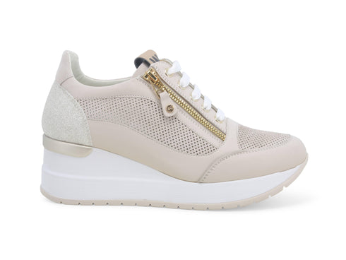 Melluso Scarpe Estive con Zip e Stringhe tomaia Pelle Beige R20444-222124